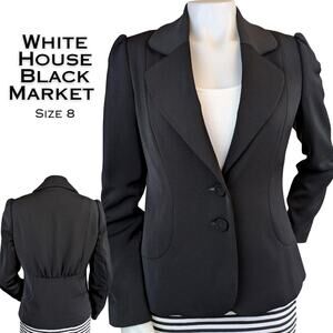 White House Black Market Blazer 8 Black Tailored Two Button Lined Classic Work